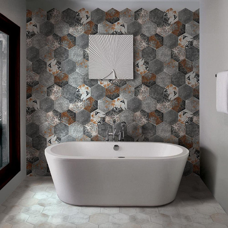27 Hexagon Bathroom Tile Ideas To Make, Bathroom Ideas Hexagon Tile