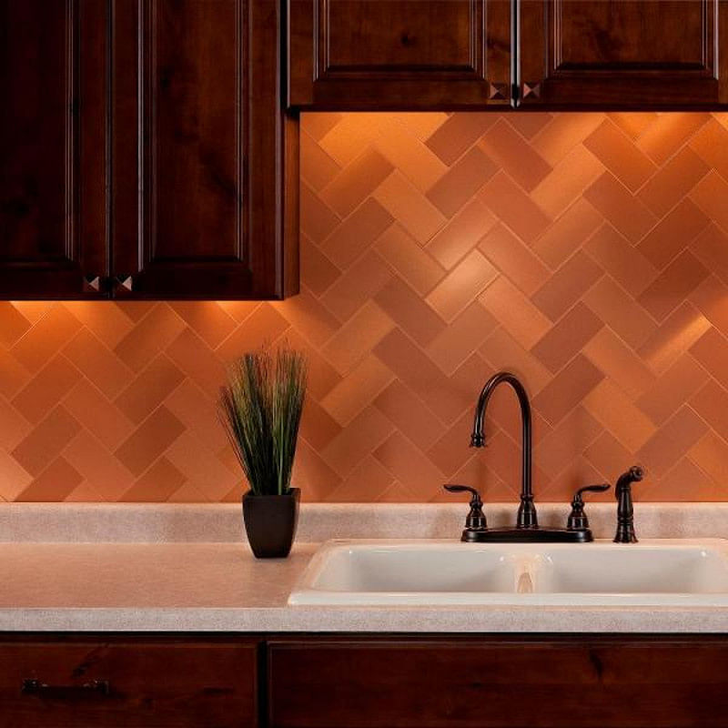 15 Copper Kitchen Backsplash Ideas, Copper Glass Tile Backsplash