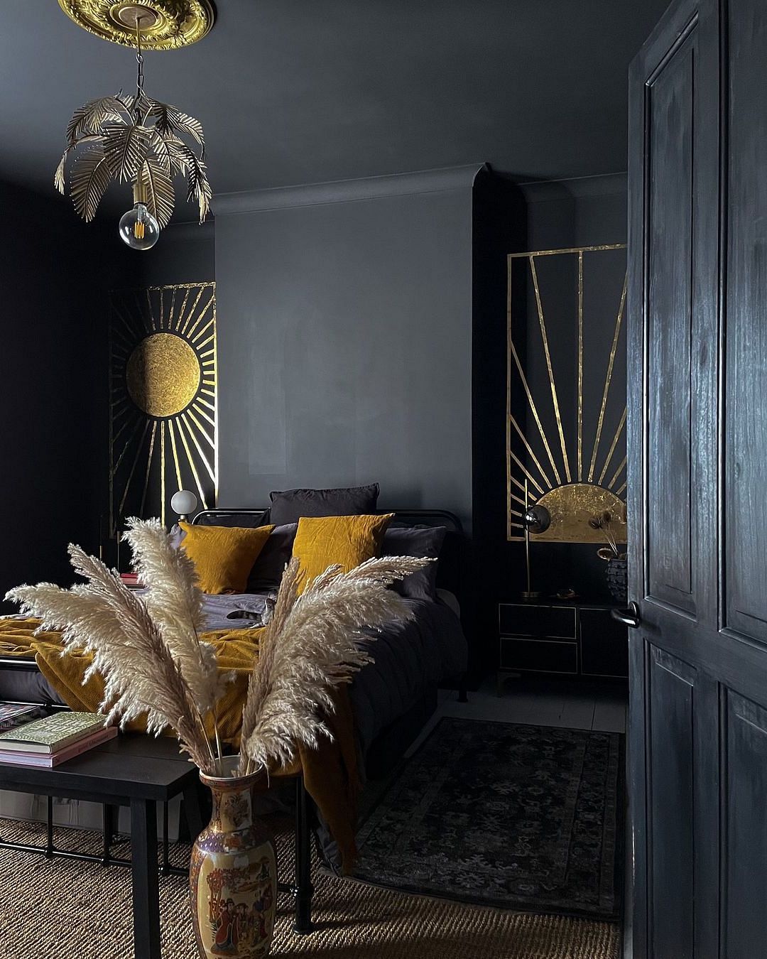 Blue black and on sale gold bedroom