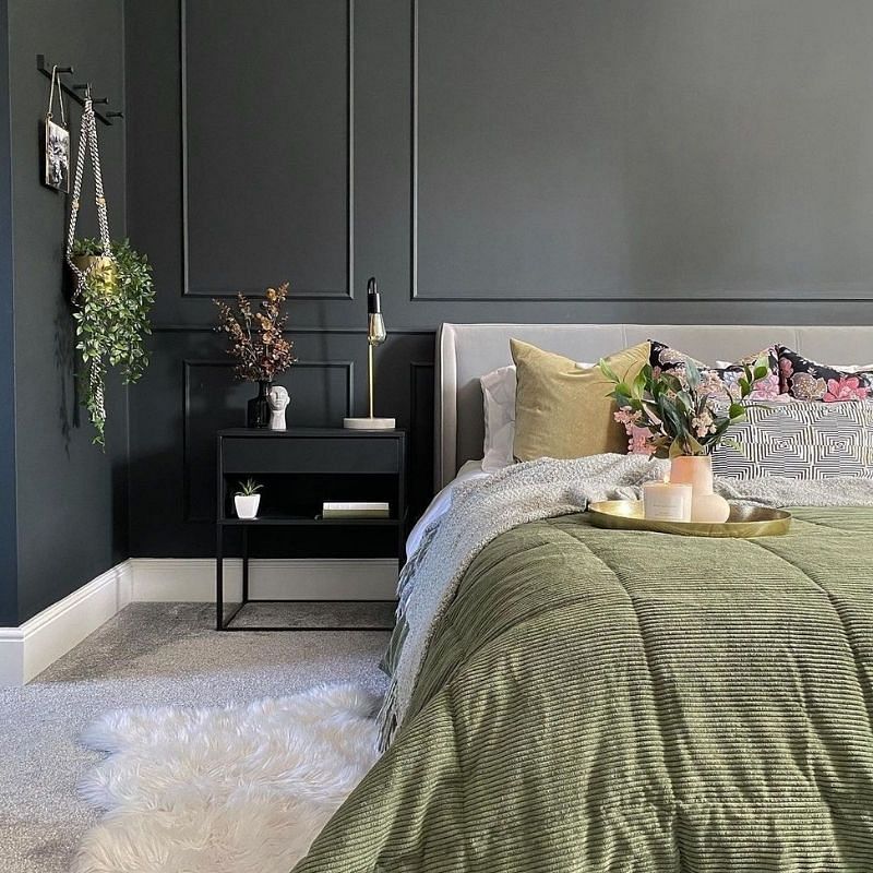 Dark green deals and black bedroom