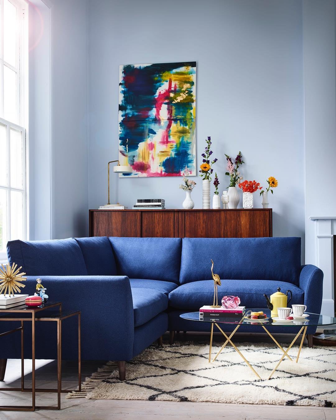 Navy Blue Sofa Living Room Design | Cabinets Matttroy