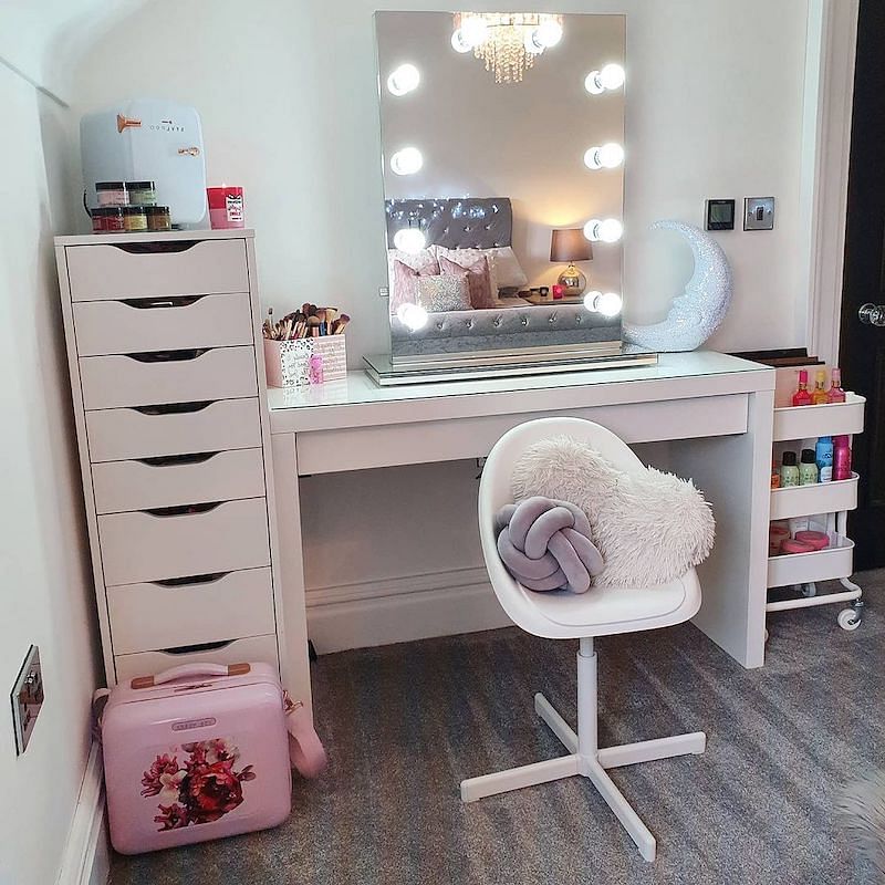 HEMNES Dressing table with mirror, white, 39 3/8x19 5/8