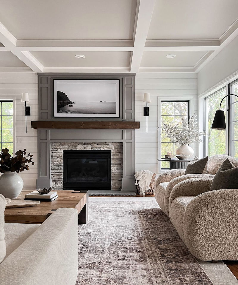 Gray brown deals white living room